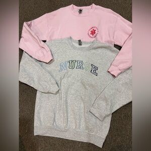 Two oversized Nurse sweatshirts pink & gray ER in excellent condition